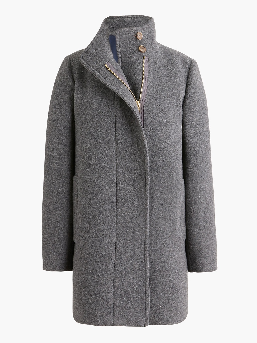 J.Crew Factory City Coat With Button Neck In Heather Carbon Nwt